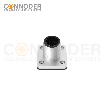 Wholesale M12 D Coded 4 Pin Circular Connector l Panel Mount,Solder Square Flange,14x14