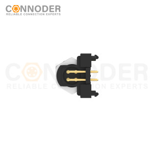M12 D Coded Male Angle Circular Connector-Panel Mount, PCB Dip-solder Connection,M12x1.0,