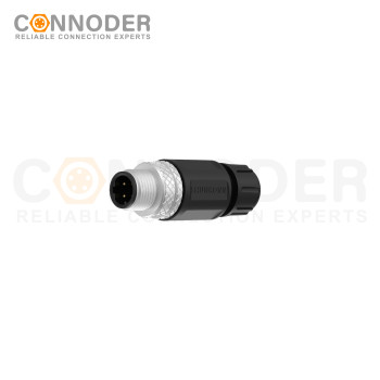 M12 D Coded Male Circular Connector-Field Wireable,Straight Plastic Assembled,Solder Connection