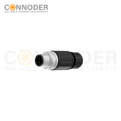 M12 D Coded Male Circular Connector-Field Wireable,Straight Plastic Assembled,Solder Connection