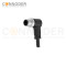 M12 D Coded Male Cable Connector-Right Angle Overmolded Cable,UL, PUR, black,Solder Connection