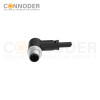M12 D Coded Male Cable Connector-Right Angle Overmolded Cable,UL, PUR, black,Solder Connection
