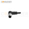 M12 D Coded Male Cable Connector-Right Angle Overmolded Cable,UL, PUR, black,Solder Connection