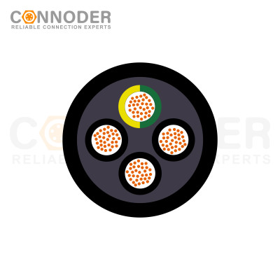 Power Cables 4-position, PUR halogen-free, black-gray RAL 7021 for AC currents up to 12 A/690 V