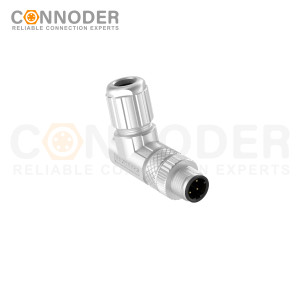 M12 D Coded Male Right Angle Circular Connector-Metal Assembled,Field Wireable,Solder Connection,Shielded