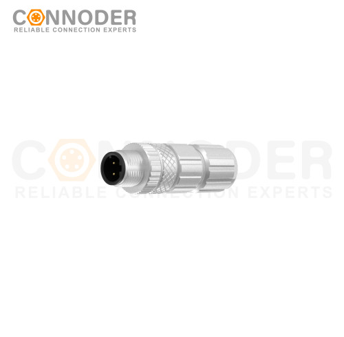 M12 D Coded Male Straight Circular Connector-Metal Assembled,Field Wireable,Solder Connection,Shielded
