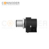 M12 D Coded Male Curved Circular Connector-Rear Mount Sockets, PCB Dip-solder Connection,M15x1
