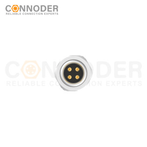 M12 D Coded Female Circular Connector-Panel Mount,Solder Connection,M12x1.0, Rear Fastened