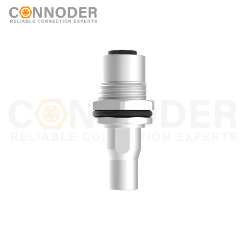 M12 D Coded Female Circular Connector-Panel Mount,Solder Connection,M16x1.5, Front Fastened,Shielded
