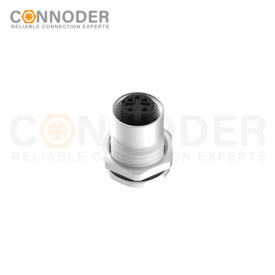 Wholesale M12 D Coded 4 Pin Circular Connector l Panel Mount,Solder Connection,M16x1.5, Front Fastened
