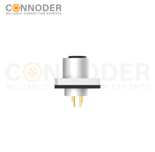 M12 D Coded Female Circular Connector-Panel Mount,Solder Square Flange,14x14