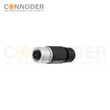 M12 D Coded Female Circular Connector-Field Wireable,Straight Plastic Assembled,Solder Connection,batch
