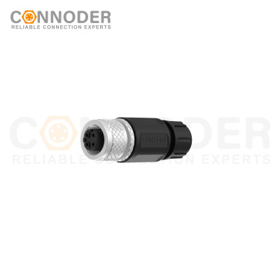 M12 D Coded Female Circular Connector-Field Wireable,Straight Plastic Assembled,Solder Connection,batch