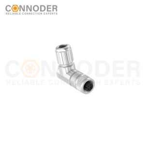 M12 D Coded Female Right Angle Circular Connector-Metal Assembled,Field Wireable,Solder Connection,Shielded