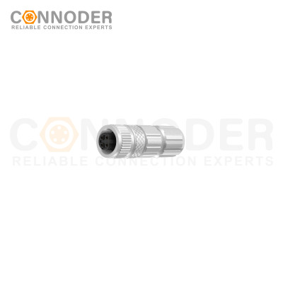 M12 D Coded Female Straight Circular Connector-Metal Assembled,Field Wireable,Solder Connection,Shielded