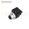 M12 D Coded Female Curved Circular Connector-Rear Mount Sockets, PCB Dip-solder Connection,M15x1