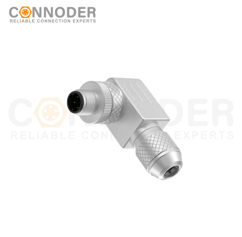 M12 D Coded Male Angle Circular Connector-Metal Assembled,Field Wireable,Screw Connection,Shielded,PG9