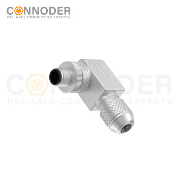 M12 D Coded Male Angle Circular Connector-Metal Assembled,Field Wireable,Screw Connection,Shielded,PG9