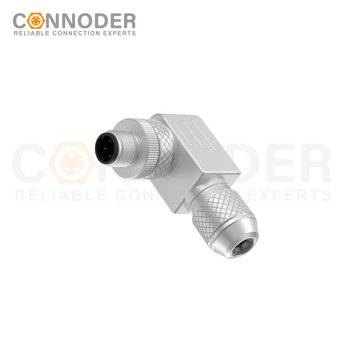 M12 D Coded Male Angle Circular Connector-Metal Assembled,Field Wireable,Screw Connection,Shielded,PG9
