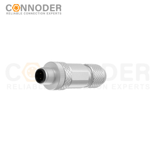 M12 D Coded Male Straight Circular Connector-Metal Assembled,Field Wireable,Screw Connection,Shielded,PG9