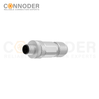 M12 D Coded Male Straight Circular Connector-Metal Assembled,Field Wireable,Screw Connection,Shielded,PG9