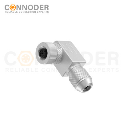 M12 D Coded Female Angle Circular Connector-Metal Assembled,Field Wireable,Screw Connection,Shielded,PG9