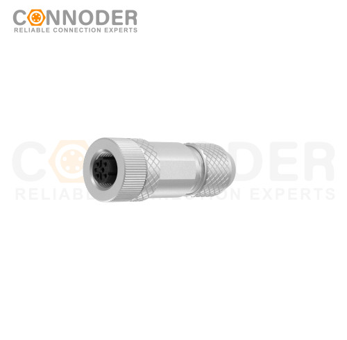 M12 D Coded Female Straight Circular Connector-Metal Assembled,Field Wireable,Screw Connection,Shielded,PG9