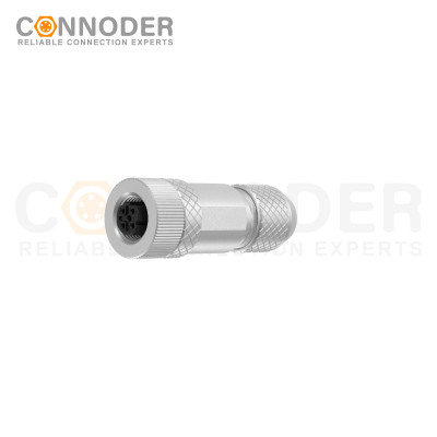 M12 D Coded Female Straight Circular Connector-Metal Assembled,Field Wireable,Screw Connection,Shielded,PG9