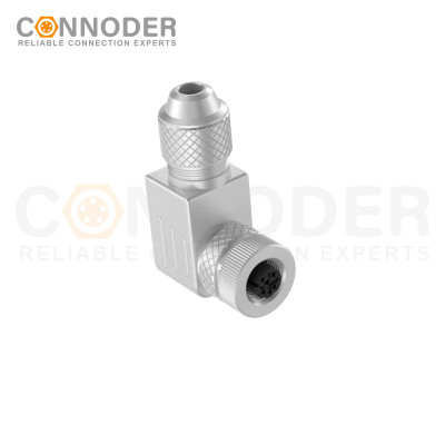 Wholesale M12 D Coded 4 Pin Circular Connector l Female Angle Circular Connector-Metal Assembled,Field Wireable,Screw Connection,Shielded,PG7