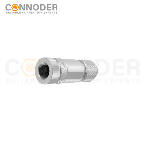 M12 D Coded Female Straight Circular Connector-Metal Assembled,Field Wireable,Screw Connection,Shielded,PG7