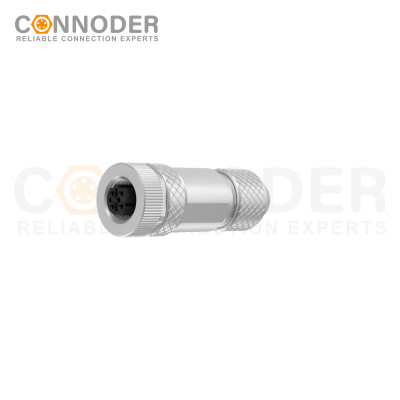 M12 D Coded Female Straight Circular Connector-Metal Assembled,Field Wireable,Screw Connection,Shielded,PG7