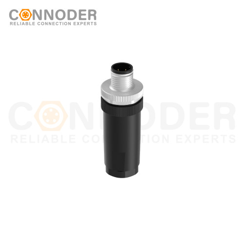 M12 D Coded Male Straight Circular Connector-Field Wireable,,Screw Connection,PG9
