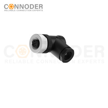 M12 D Coded Female Angle Circular Connector-Field Wireable Mount,Screw Connection,PG9