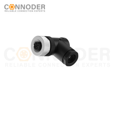 M12 D Coded Female Angle Circular Connector-Field Wireable Mount,Screw Connection,PG9