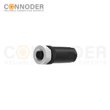 M12 D Coded Female Straight Circular Connector-Field Wireable Mount,Screw Connection,PG9