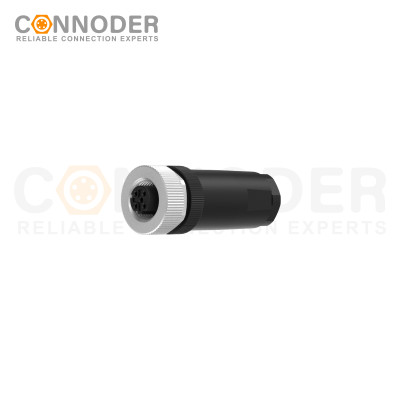 M12 D Coded Female Straight Circular Connector-Field Wireable Mount,Screw Connection,PG9