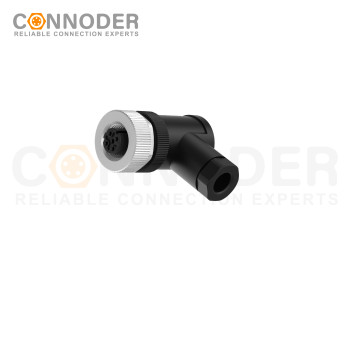 M12 D Coded Female Angle Circular Connector-Field Wireable Mount,Screw Connection,PG7