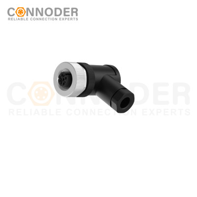 M12 D Coded Female Angle Circular Connector-Field Wireable Mount,Screw Connection,PG7