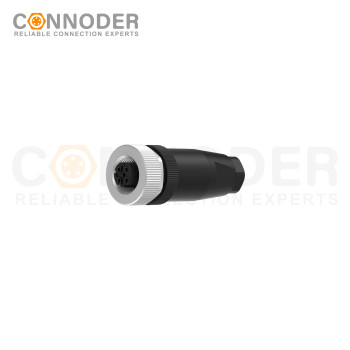 M12 D Coded Female Straight Circular Connector-Field Wireable Mount,Screw Connection,PG7