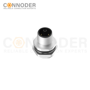 M12 K Coded Male 4+PE Circular Connector-Panel Mount,Solder Connection,M16x1.5, Rear Fastened
