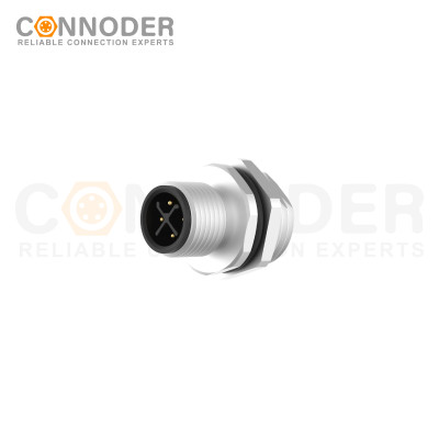 M12 S coded Male Circular Connector-Panel Mount,Solder Connection,M16x1.5, Rear Fastened