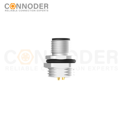 M12 S coded Male Circular Connector-Panel Mount,Solder Connection,M16x1.5, Rear Fastened