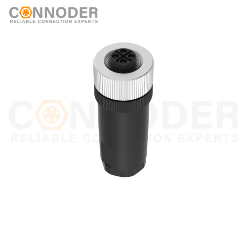 M12 S coded Female Straight Circular Connector-Field Wireable,Screw Connection,PG9