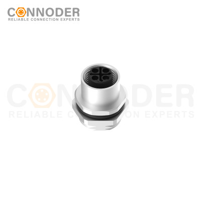 Wholesale M12 S Coded Female 3+PE Circular Connector | Industrial Panel Mount, Solder Connection, M16x1.5, Rear Fastening - Custom OEM/ODM Services Available