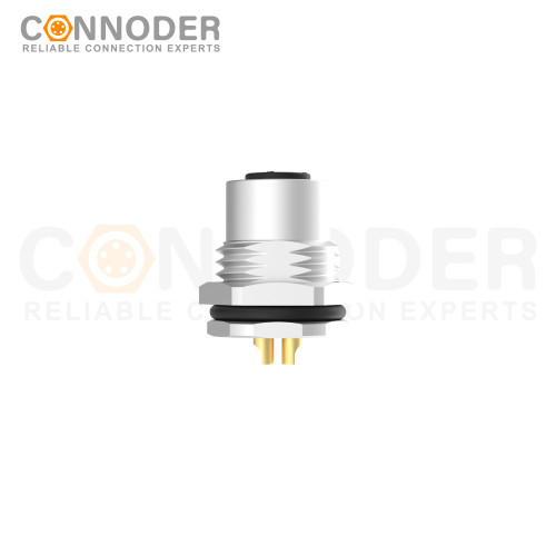 M12 S Coded Female Circular Connector-Panel Mount,Solder Connection,M16x1.5, Front Fastened