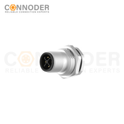 M12 S Coded Male Circular Connector-Panel Mount,Solder Connection,M16x1.5, Front Fastened
