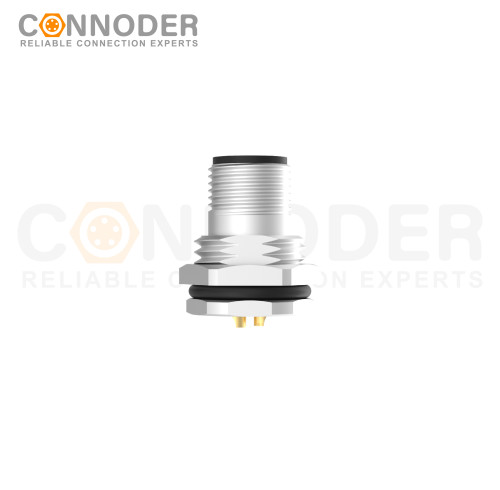 M12 S Coded Male Circular Connector-Panel Mount,Solder Connection,M16x1.5, Front Fastened