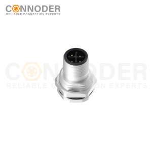 M12 S Coded Male Circular Connector-Panel Mount,Solder Connection,M16x1.5, Front Fastened