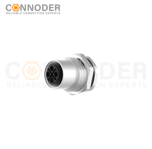 M12 S Coded Sensor connector Circular Connector-Panel Mount,Solder Connection,Female,M16x1.5, Front Fastened,Factory