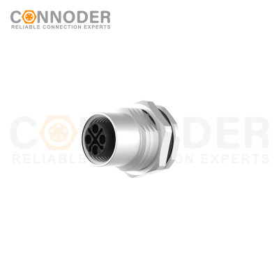 M12 S Coded Sensor connector Circular Connector-Panel Mount,Solder Connection,Female,M16x1.5, Front Fastened,Factory
